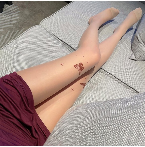 FEE ET MOI - Butterfly Print Open-Crotch Pantyhose (Skin Color) FEE ET MOI - Butterfly Print Open-Crotch Pantyhose (Skin Color)